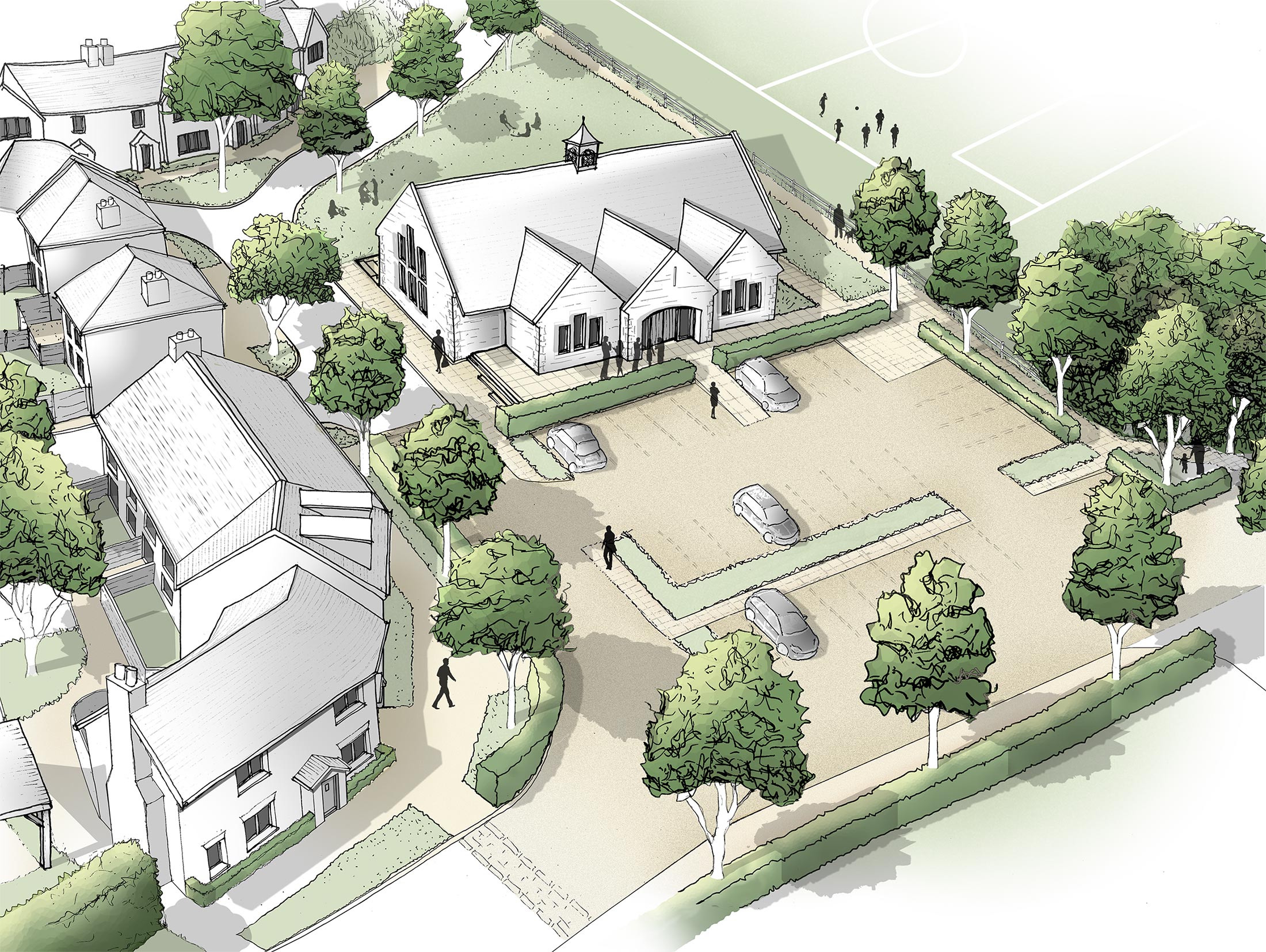 3-D sketch of Village Square